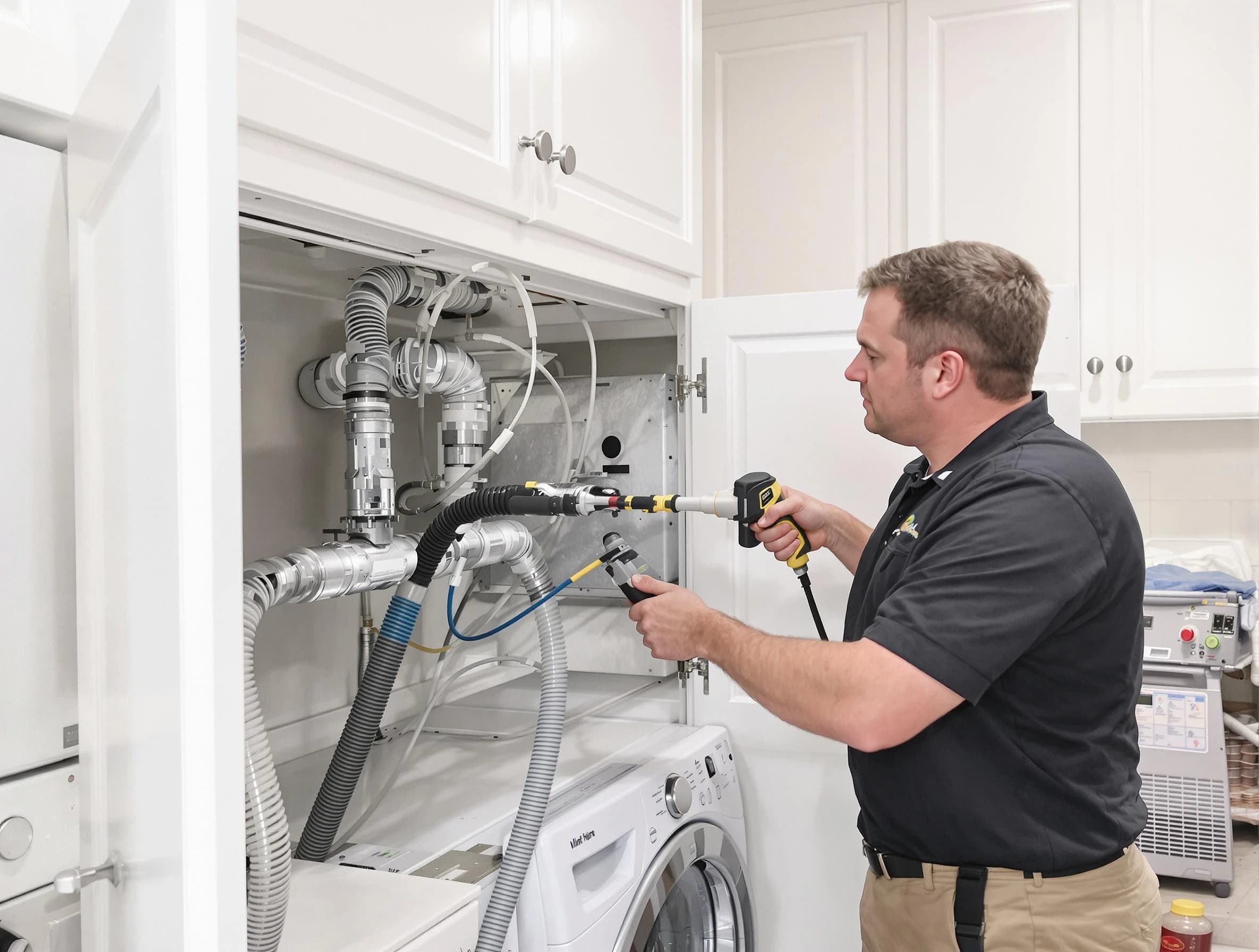 Alpine Dryer Vent Cleaning professional removing severe blockage from a clogged dryer vent in Alpine