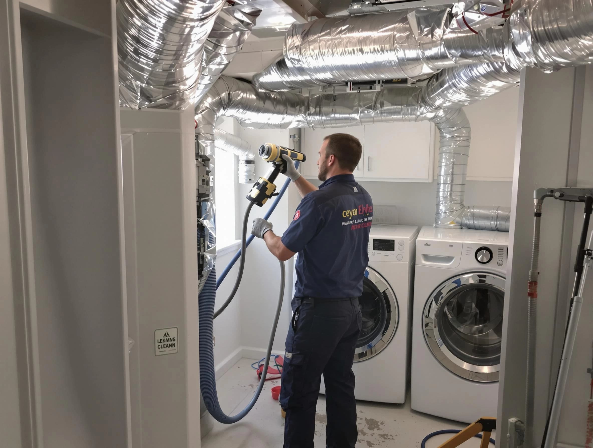 Alpine Dryer Vent Cleaning specialist using advanced equipment for thorough duct cleaning in Alpine