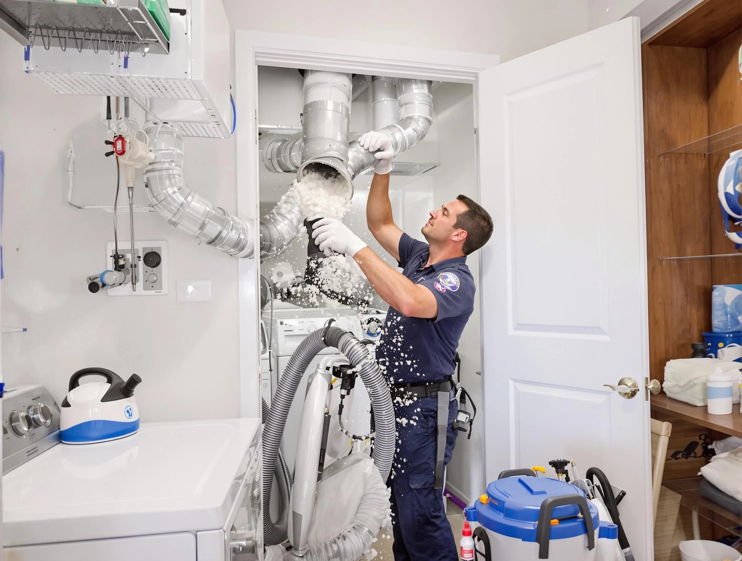 Alpine Dryer Vent Cleaning technician delivering thorough residential dryer vent cleaning service in Alpine