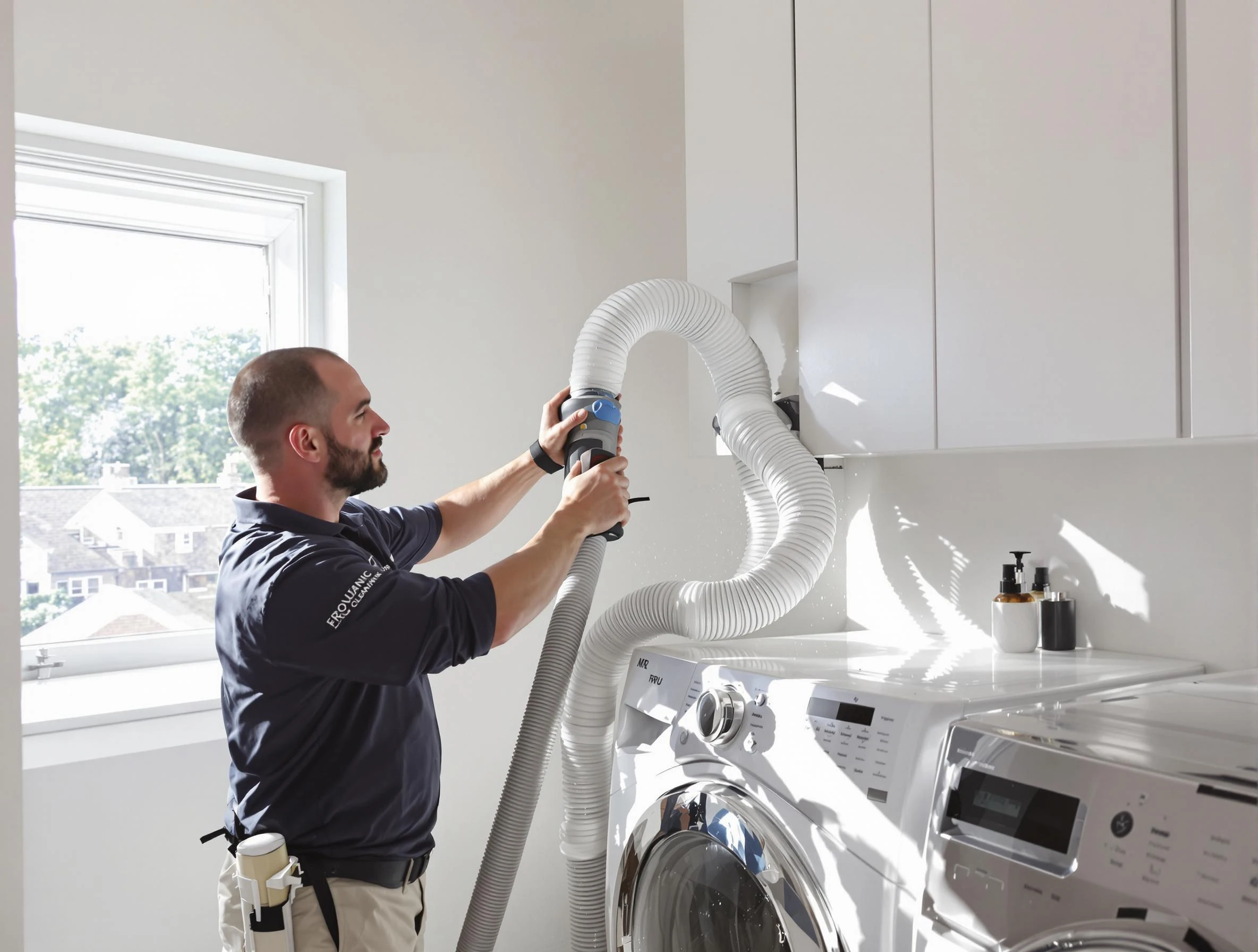 Certified Alpine Dryer Vent Cleaning technician performing dryer vent cleaning in Alpine